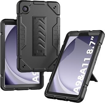 Case for Samsung Galaxy Tab A11 / A9 8.7 Case, Heavy Duty Hard PC Soft Silicone Shockproof High Impact Protective Case for Tab A11 8.7" 2025 SM-X133/X135/X135F,Black+Black