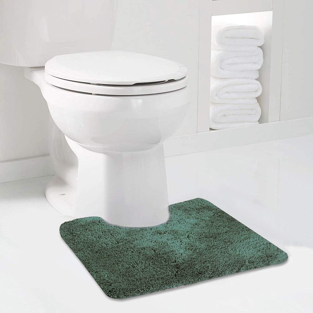 Walensee Contour Rug (20x24, Hunter Green) Non Slip Bath Mat, Soft Microfiber Shaggy Mat, Machine Washable U Shape Toilet RugOEKO-TEX STANDARD 100