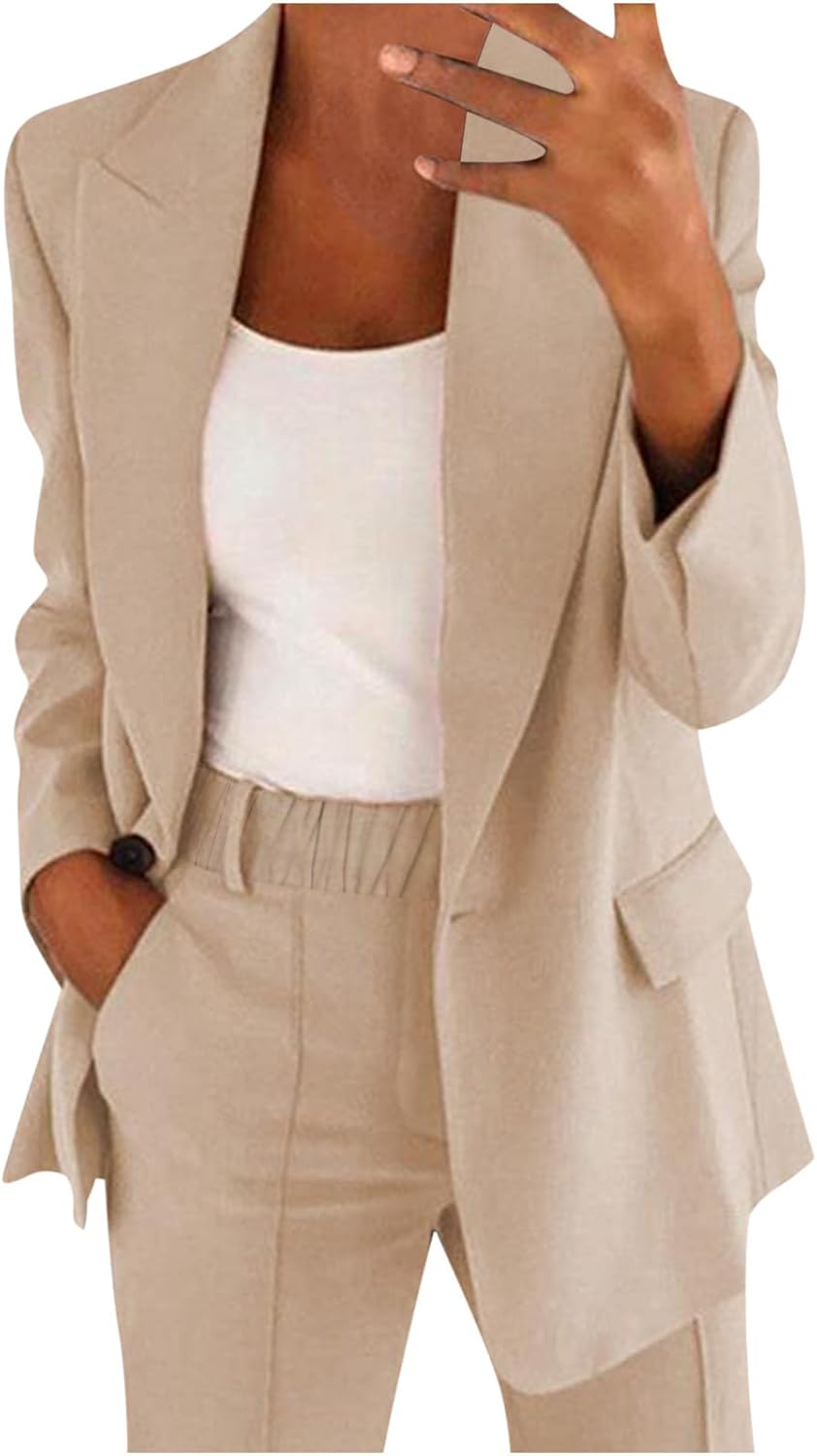 Business Casual Pant Suits for Women Dressy Blazer Sets Women 2 Piece Outfits Office Work Suits Professional Clothes