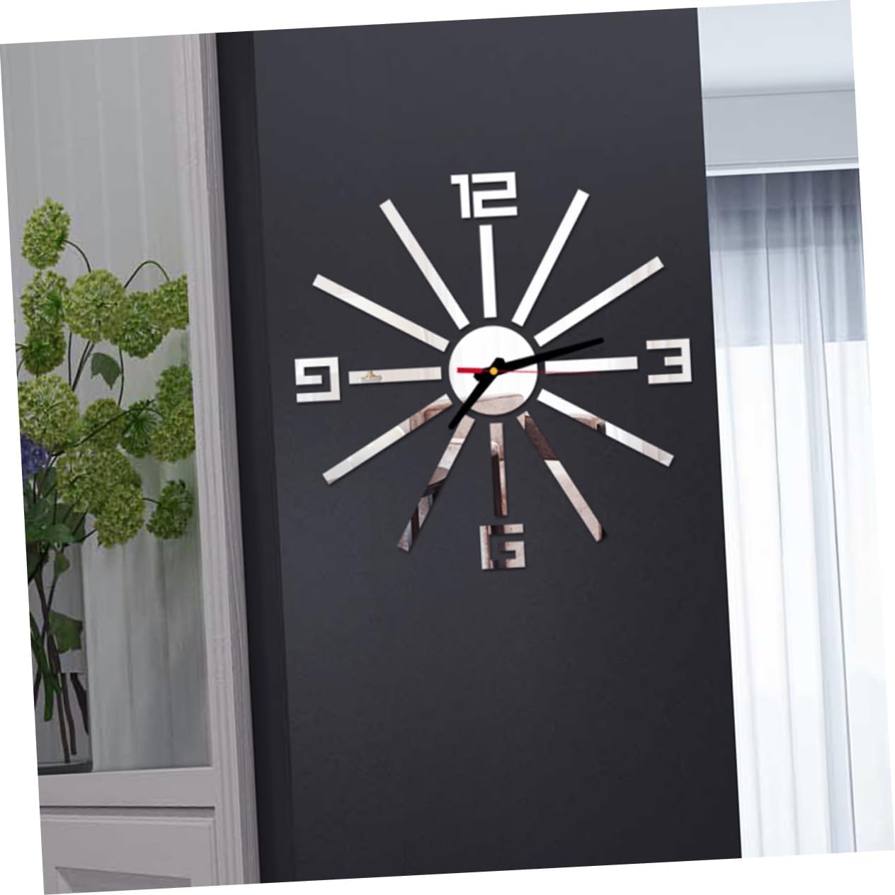 Acrylic Wall Clock Model 110 Round Silver Silent Easy Read Decor