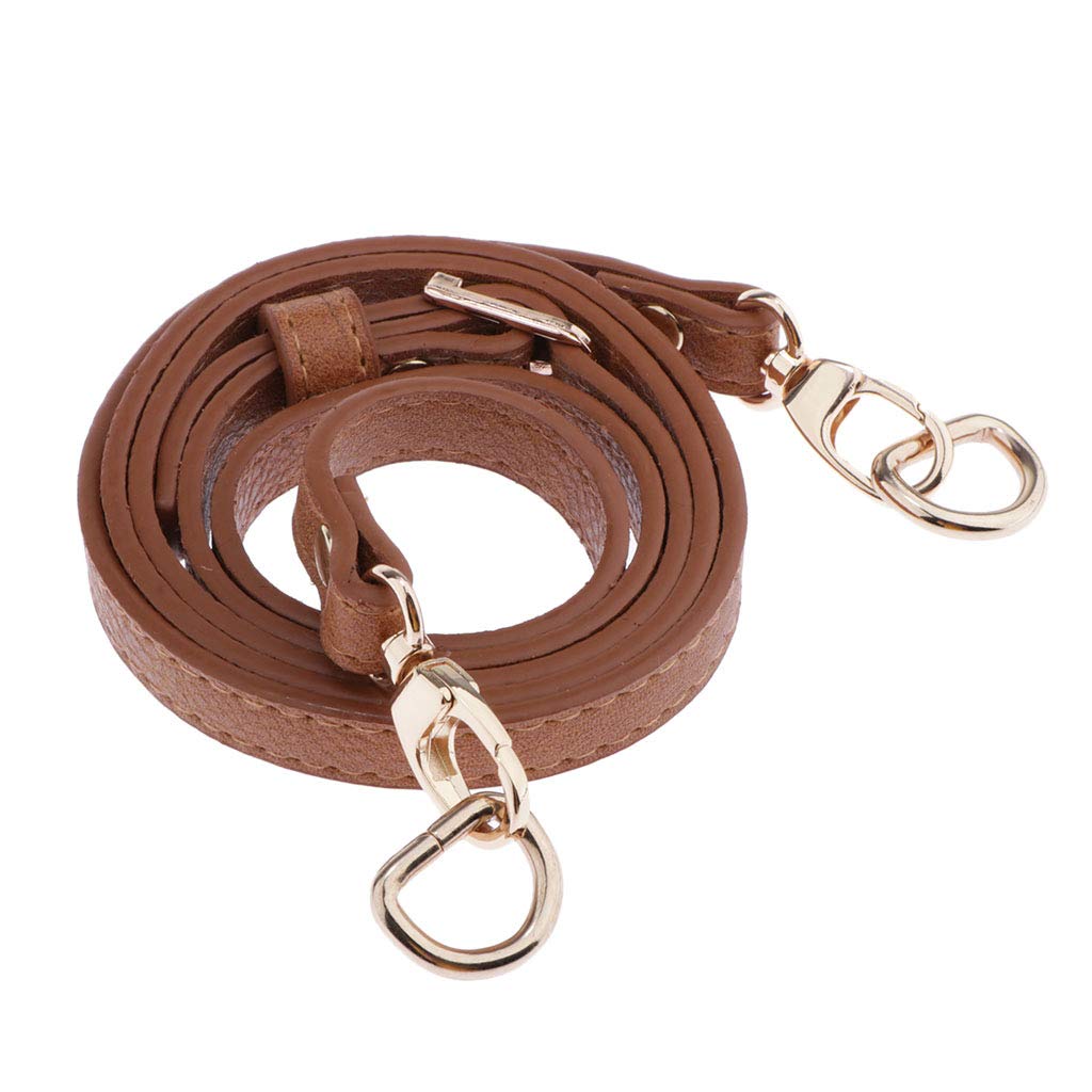 HEAVY DRIVER® Adjustable Leather Bag Strap Replacement for Bag Making Brown- Gold Buckle 1