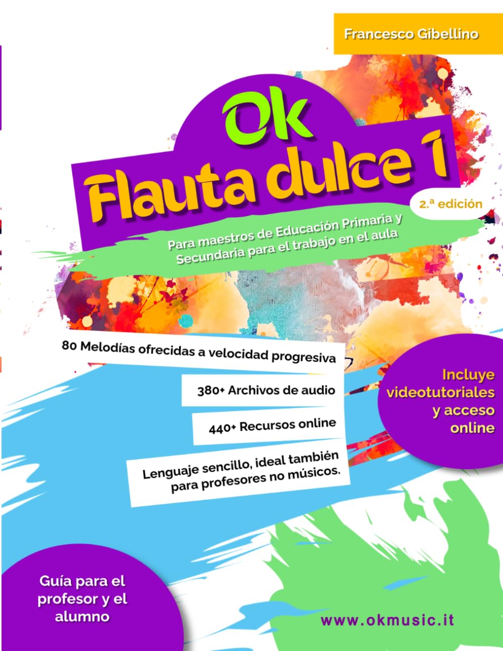OK FLAUTA DULCE: Vol. 1: Método de didáctica musical infantil para flauta soprano para el trabajo en el aula. 2.ª edición de iniciación fácil con ... gratis y apoyo a profesores no músicos.