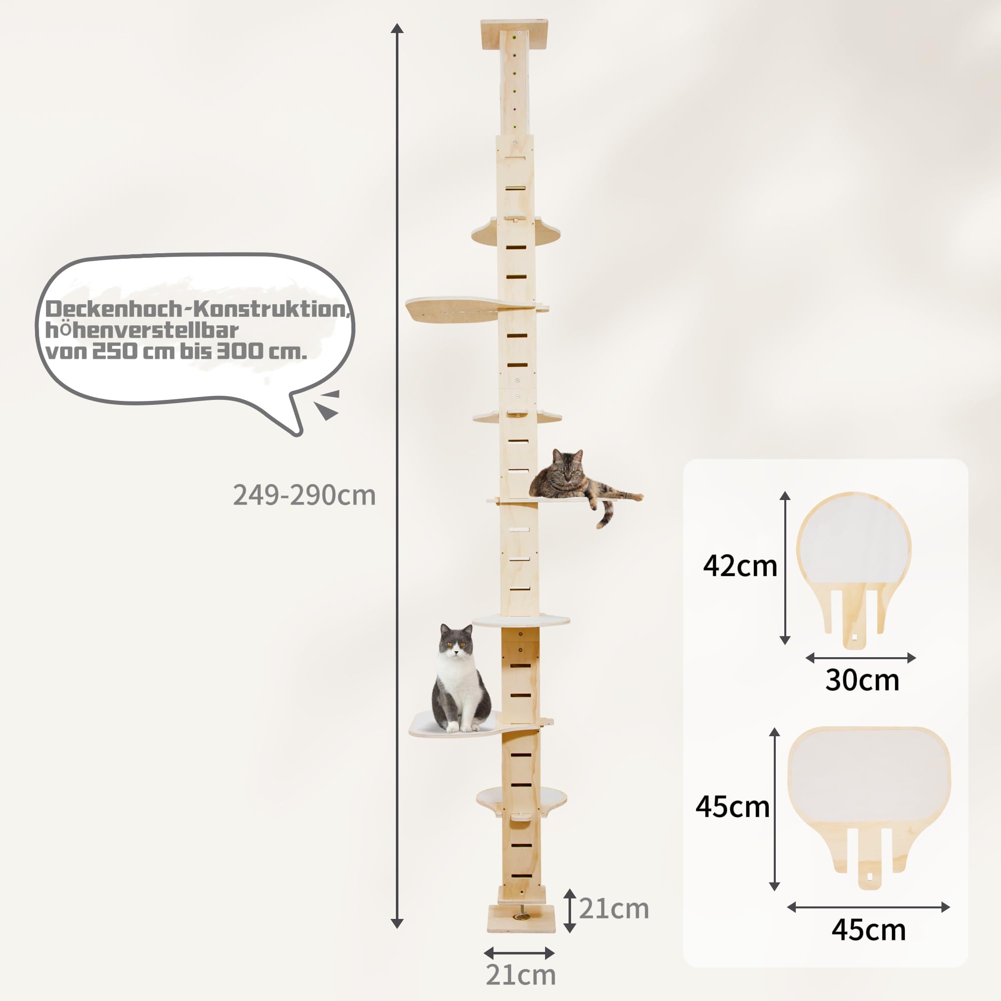 Rascador de suelo a techo ajustable – poste rascador natural que ahorra espacio