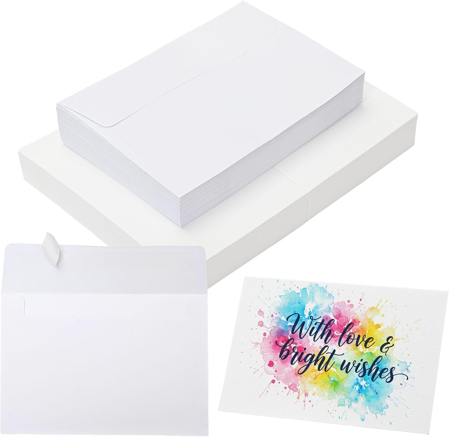 50 Sets Watercolour Cards with Envelopes,140lb/300GSM Blank Watercolour Paper,5 x 7in Water Colour Postcards for Greeting Card Birthday Wedding Invitations