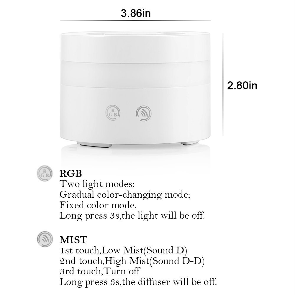 Mini USB Essential Oil Diffuser, Pandawill 100ml Portable Humidifier