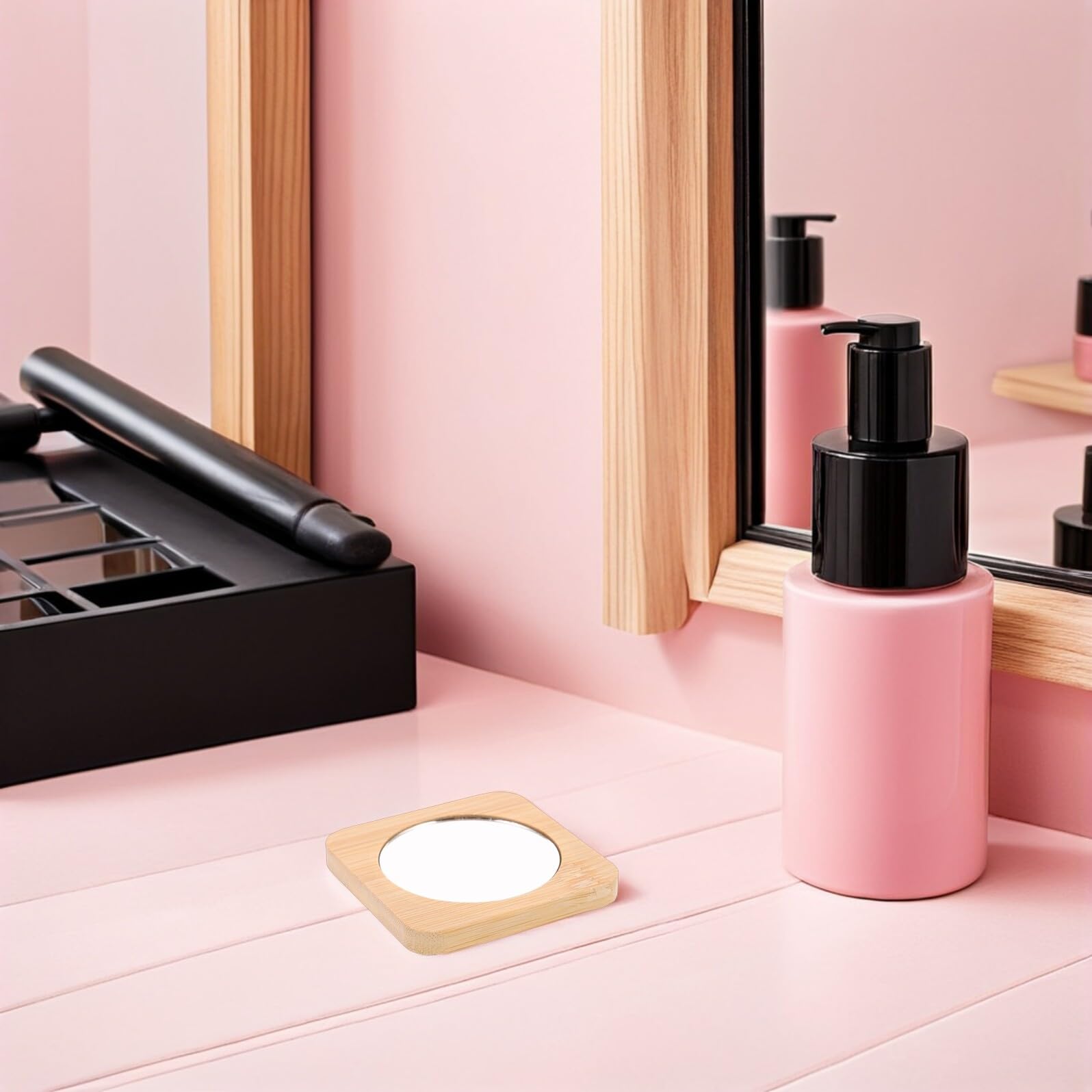 12stücke Holz Kosmetikspiegel Tragbar Kompakt Handspiegel für Reisen Make-up Details Kleiner Mini-handspiegel Holzrahmen Spiegelung Hautton