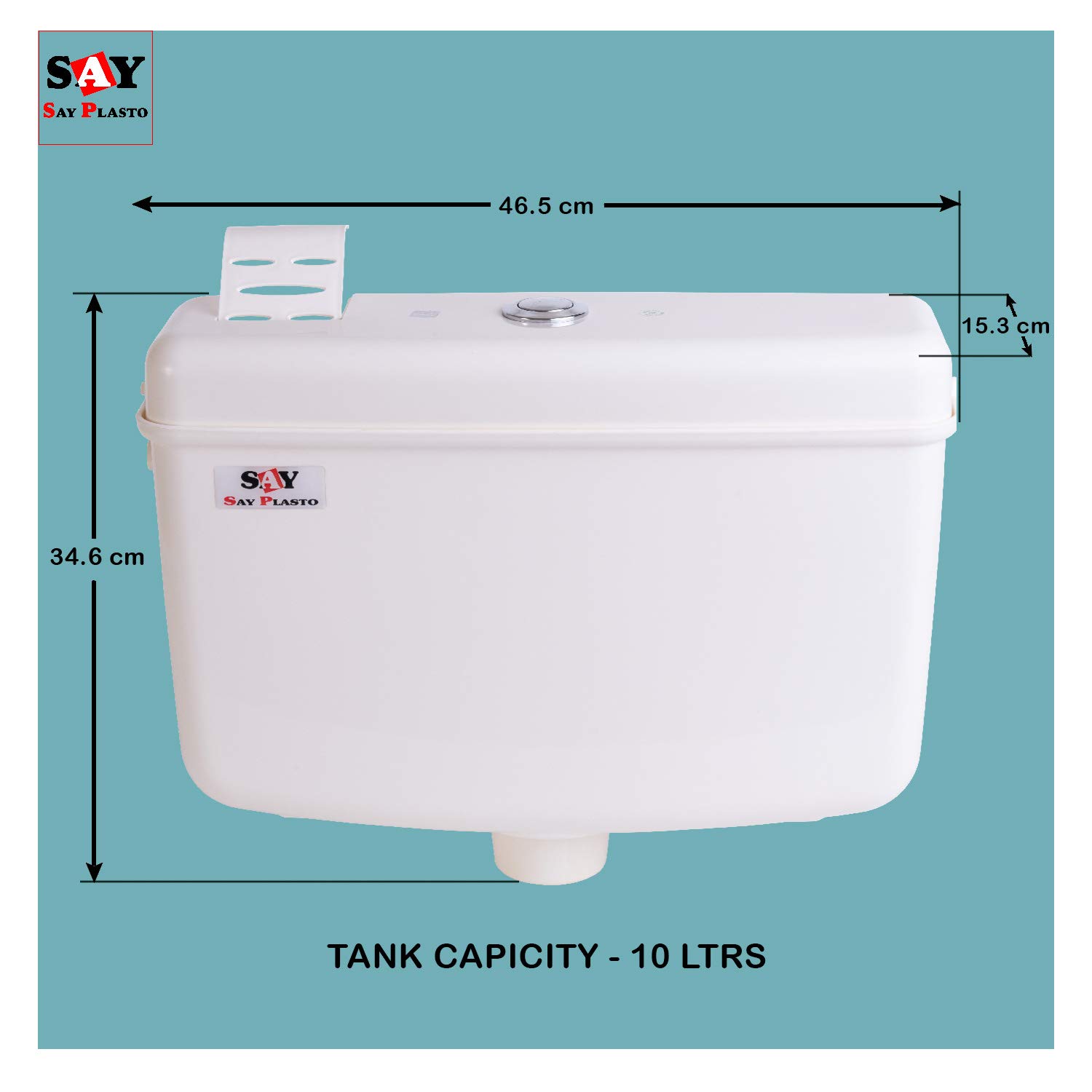 SAY PLASTO Flushing Cistern, Flush Tank, Center Push 10 LTR Capacity, Air Freshner Pocket, Polypropylene Smart PVC Cistern (Cream) 1
