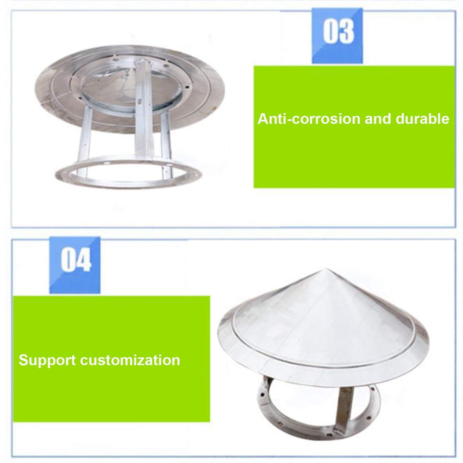 Camino sfiato Cappello Rotondo Tubo di Scarico Cappello parapioggia Ventilazione Tubo del Camino Hood Draught Fire Tetto Cowl,250mm