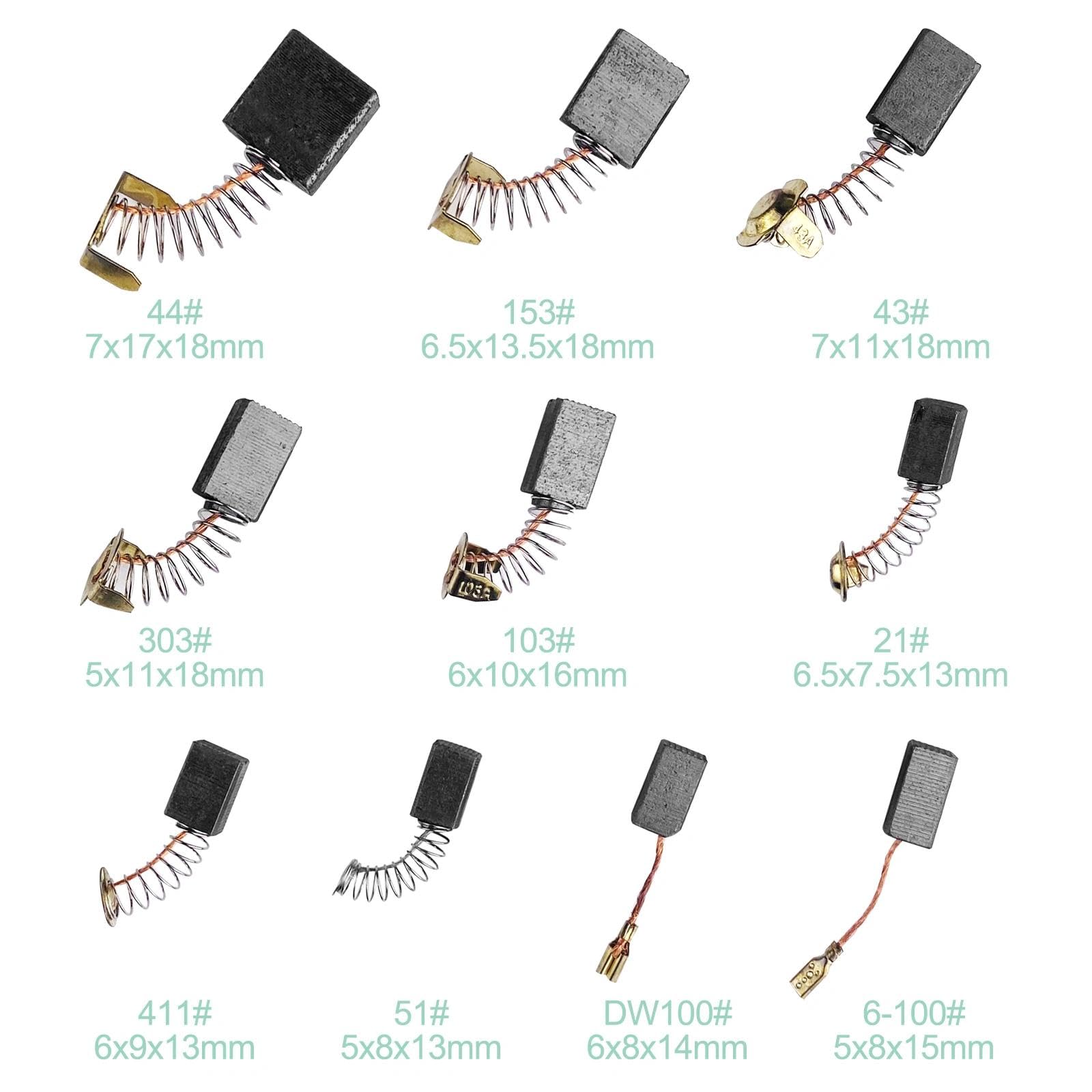 Balai Charbon Moteur Electrique 40 Pcs 10 Tailles pour Meuleuse D'Angle Marteau Piqueur