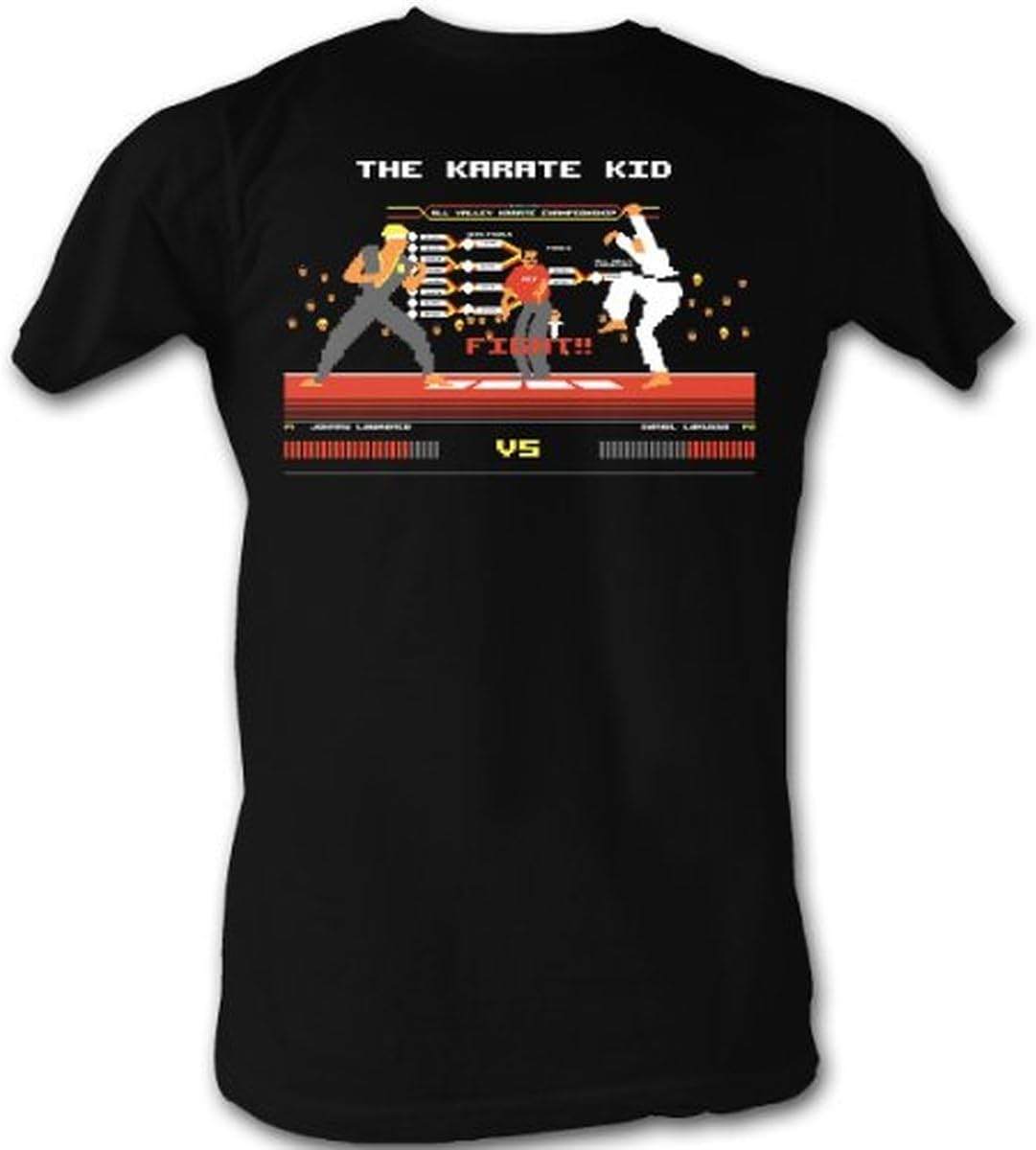 Karate Kid Fight 2 8-Bit Video Game Black Mens T-shirt (Adult Large)