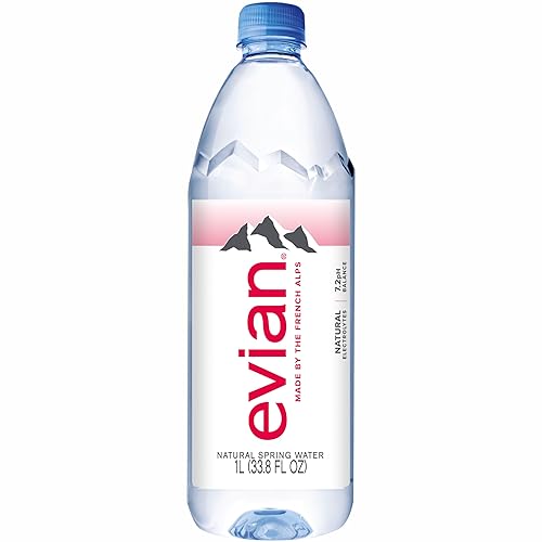 Evian Agua de manantial natural Filtrada naturalmente botella de 1 litro 338 onzas líquidas