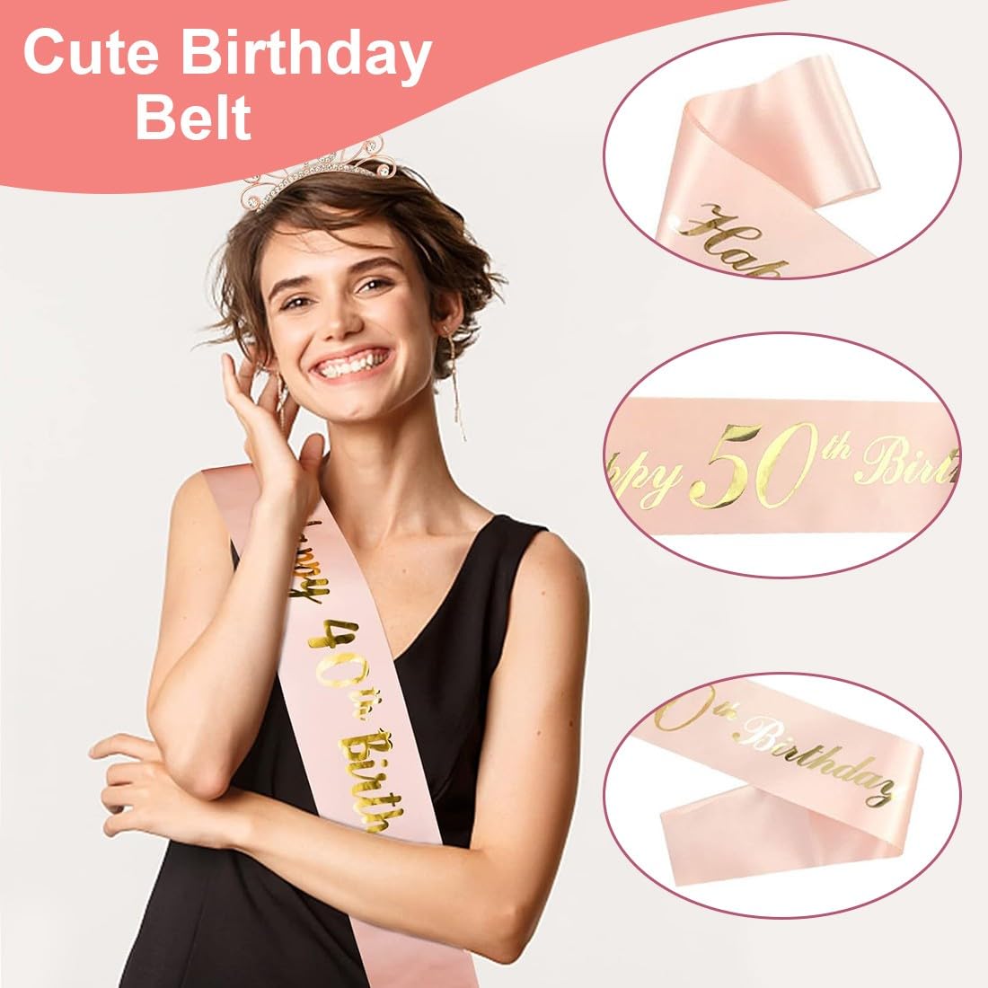 Set Corona E Fascia 18&deg; Compleanno - Oro Rosa Con Strass, Regalo Per Ragazze