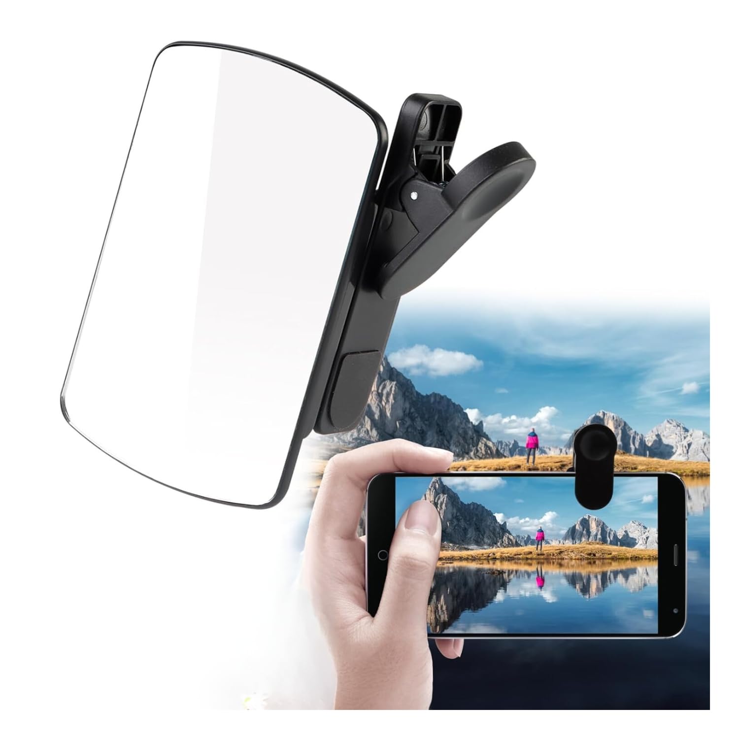 Camera Selfie Mirror Clip, Phone Mirror Reflection Clip Suitable for All Mobile Phones, Vlog Selfie Mirror Camera for Travel Shooting, Reflector Photoshoot Mirror (Square Selfie Mirror)-image-18