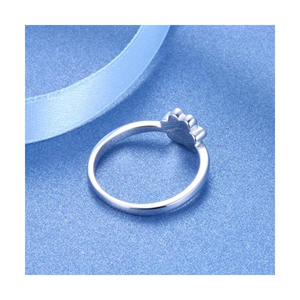 S925-Sterling-Silver-Jewelry-Puppy-Dog-Cat-Pet-Paw-Print-Ring-Size-678 S925 Sterling Silver Jewelry Puppy Dog Cat Pet Paw Print Ring (Black, 8)