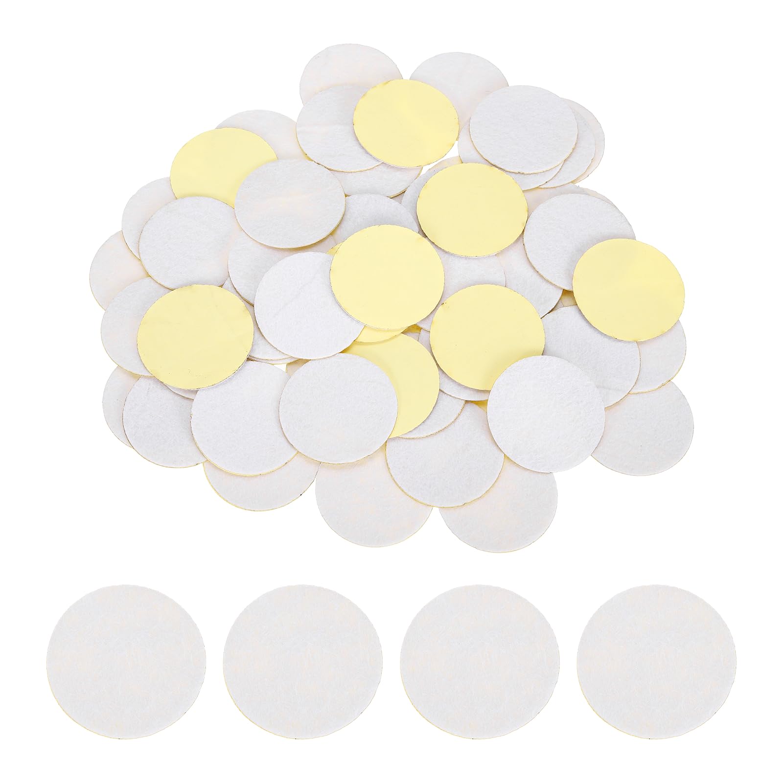 sourcing map 60 Pcs Adhesive Felt Circles, 60mm Dia 1mm Thick Non-Woven Fabric Circles Round Felt Furniture Stickers Pre Cut Craft Pads for DIY Sewing Handcraft Furniture, White