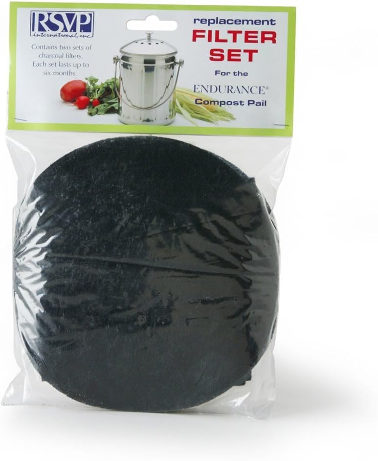 RSVP 4 Piece Compost Pail Replacement Filter Set for One