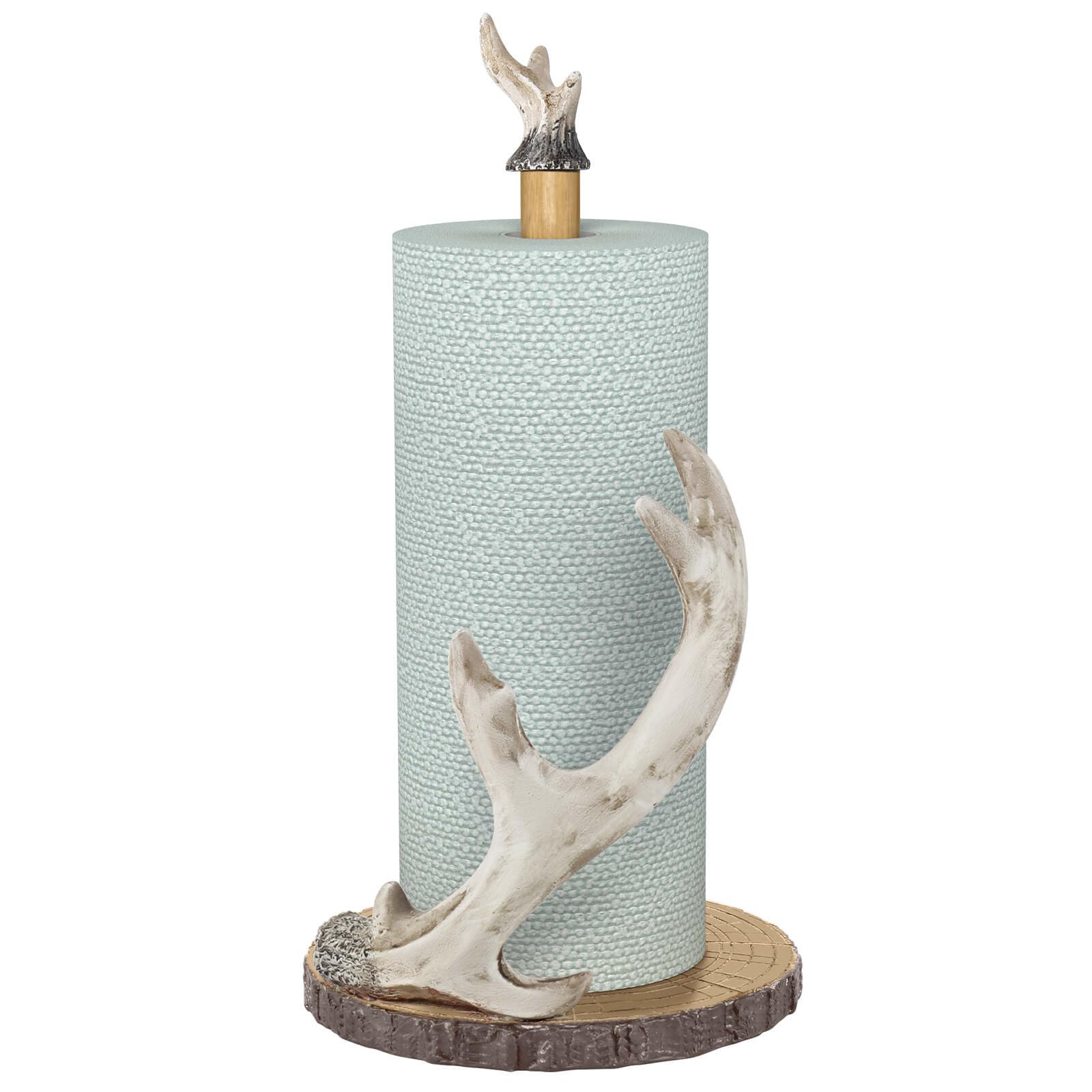 Wuwrll Antler Ridge Paper Towel Holder，with Microfiber Tearable Rags Countertop Paper Towel Holders, Vintage Standing Paper Towel Holder for Kitchen, Bathroom, Table Kitchen Decor 15.5''x6.5''