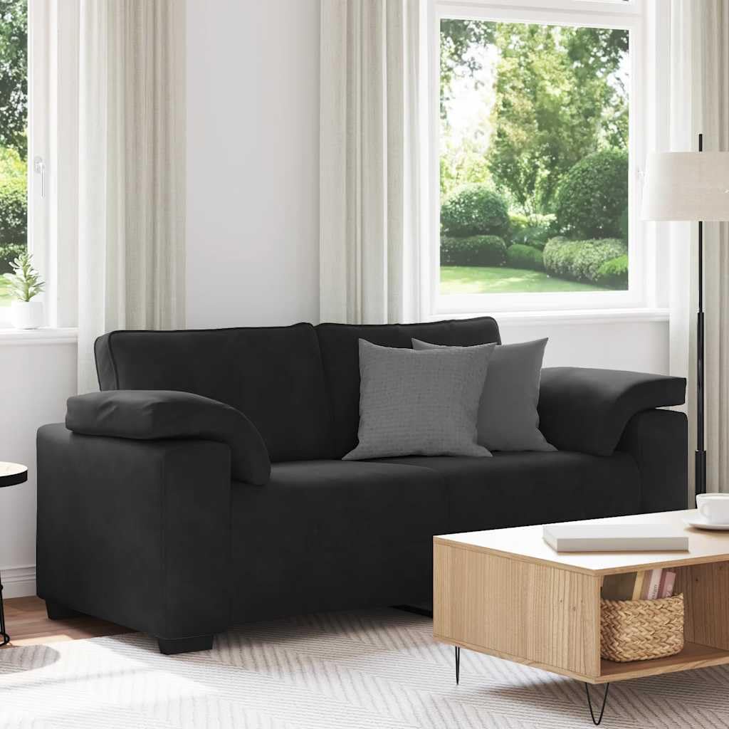 Velours Doux Confort détente Causeuse Moderne 180x77x82 cm Noir
