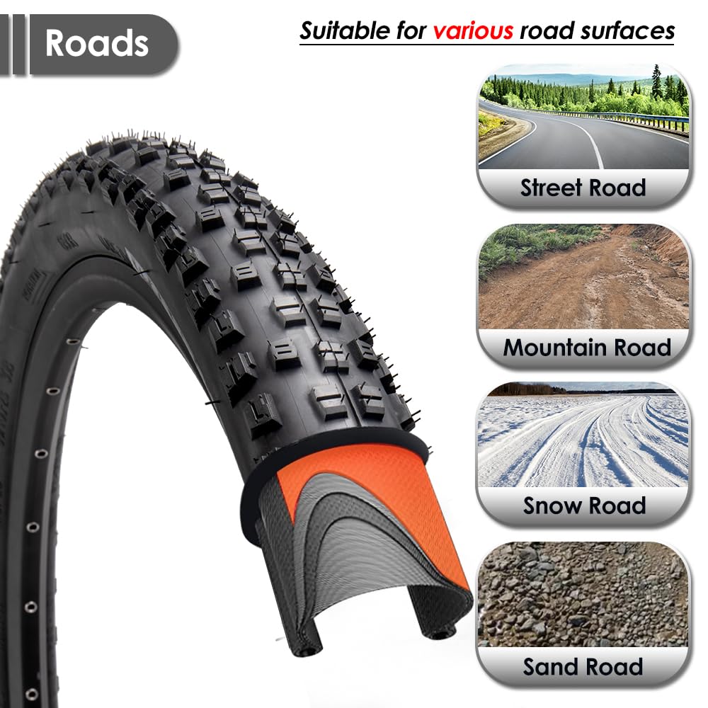 Par de neumáticos de bicicleta de montaña de 60 TPI, neumáticos plegables de Kevlar, 26/27.5/29 x 2.25 pulgadas, paquete de 2