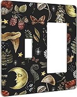 Vista 75 de Placa Cubierta de Interruptor de Luz de Palanca Individual con Diseño de Flor Botánica en Tablero de Madera Rústico Estilo Granja - Placa de Pared