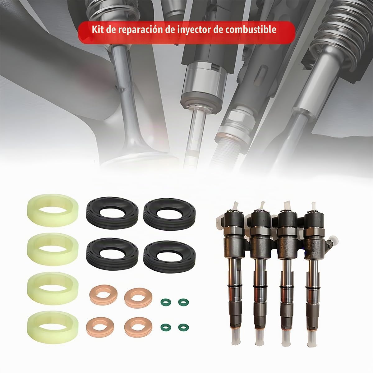 CGEAMDY Kit De Juntas De Inyector Diesel, Juego Oring Arandela Sello Inyector Combustible Kit Junta Reemplazo, Kit Arandelas Sello Inyector Diesel Reparación del Sello Recambio, Accesorios Auto Moto