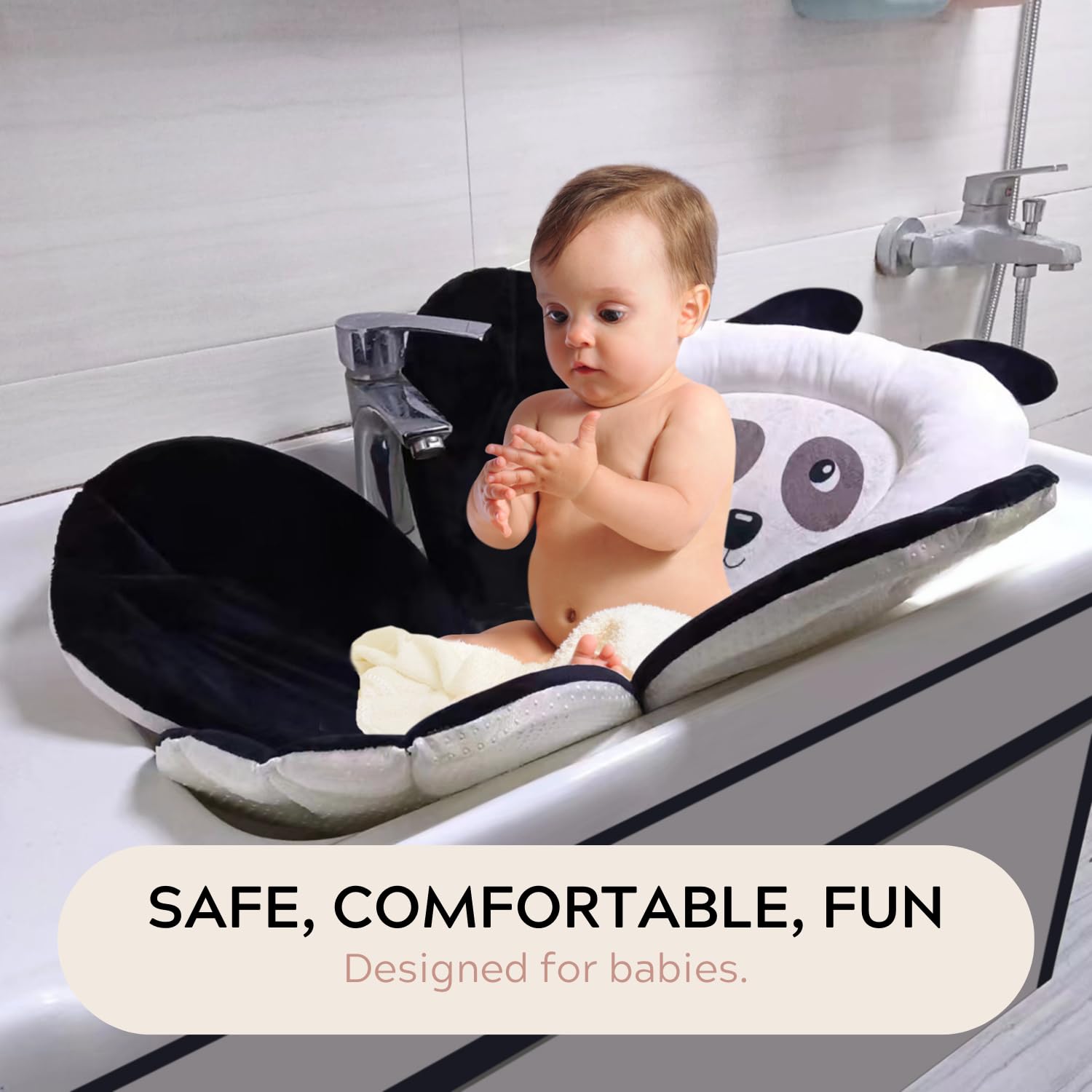 PandaEar Cuscino da Bagno per Neonati | Sedile da Bagno Morbido a Forma di Panda per Lavandino o Vasca | Accessori per il Bagnetto, Idea Regalo Nascita