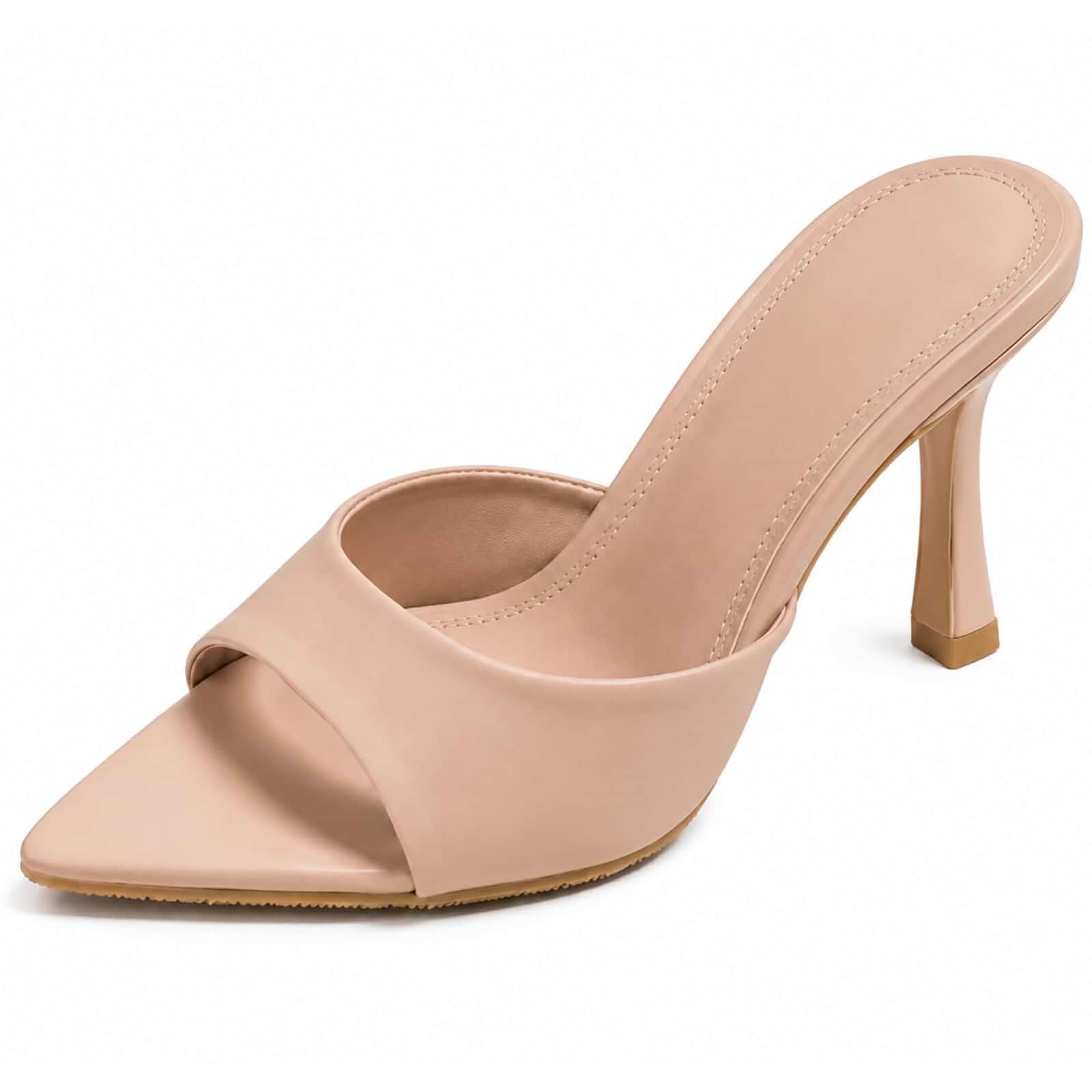 Women's Patent Leather Pointed Toe Open Toe High Heel Sandals Comfortable Slingback Slip-On Mule Sandals Fashionable Formal Party Dresses Pumps