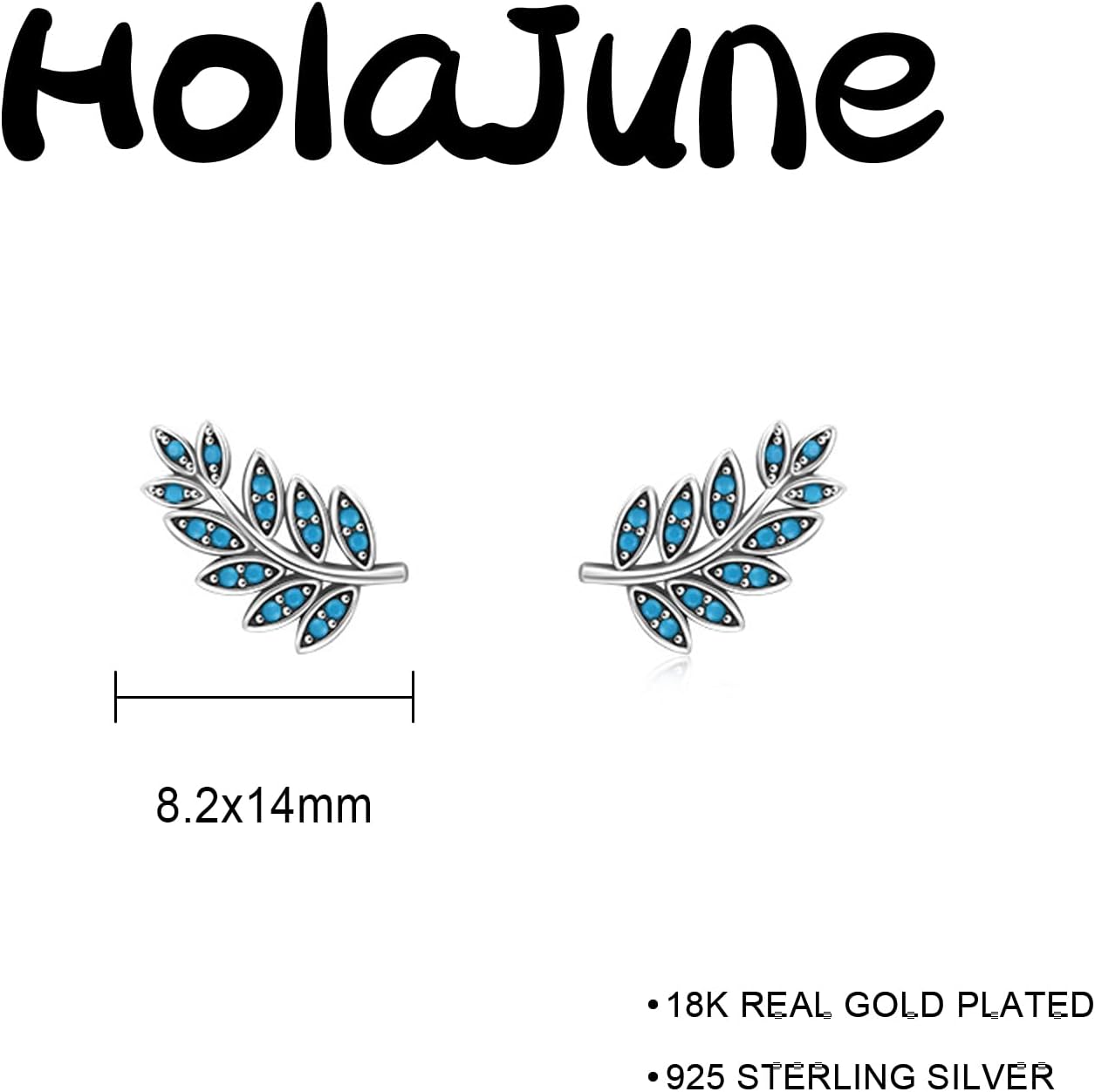 Turquoise Leaf Earrings for Women, 925 Sterling Silver Leaf Western Bohemian Earrings