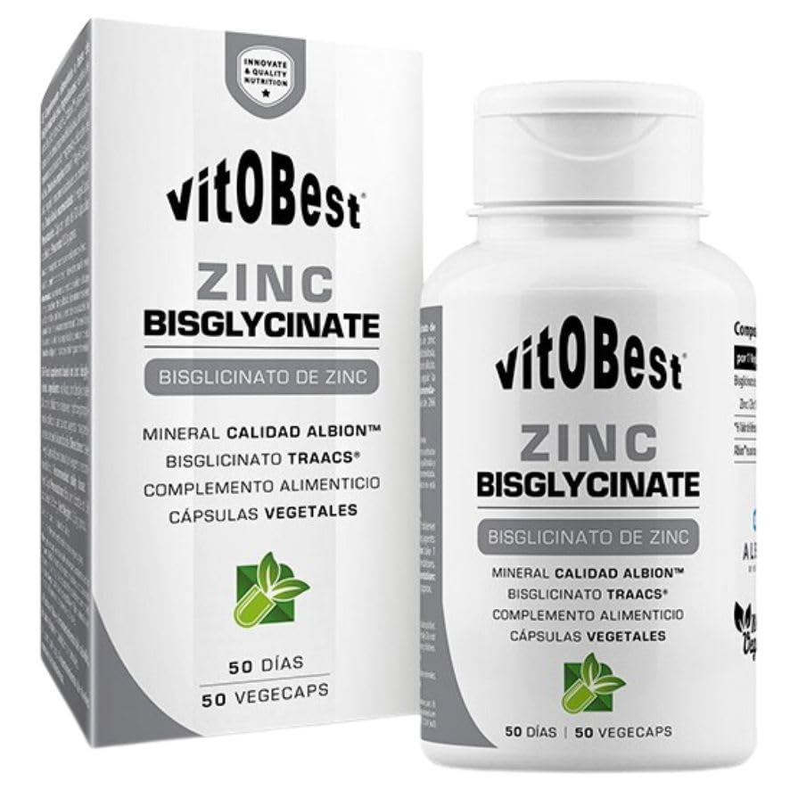 Zinc Bisglicinato, Suplemento Mineral Aminoquelado, 60 Cápsulas Vegetales