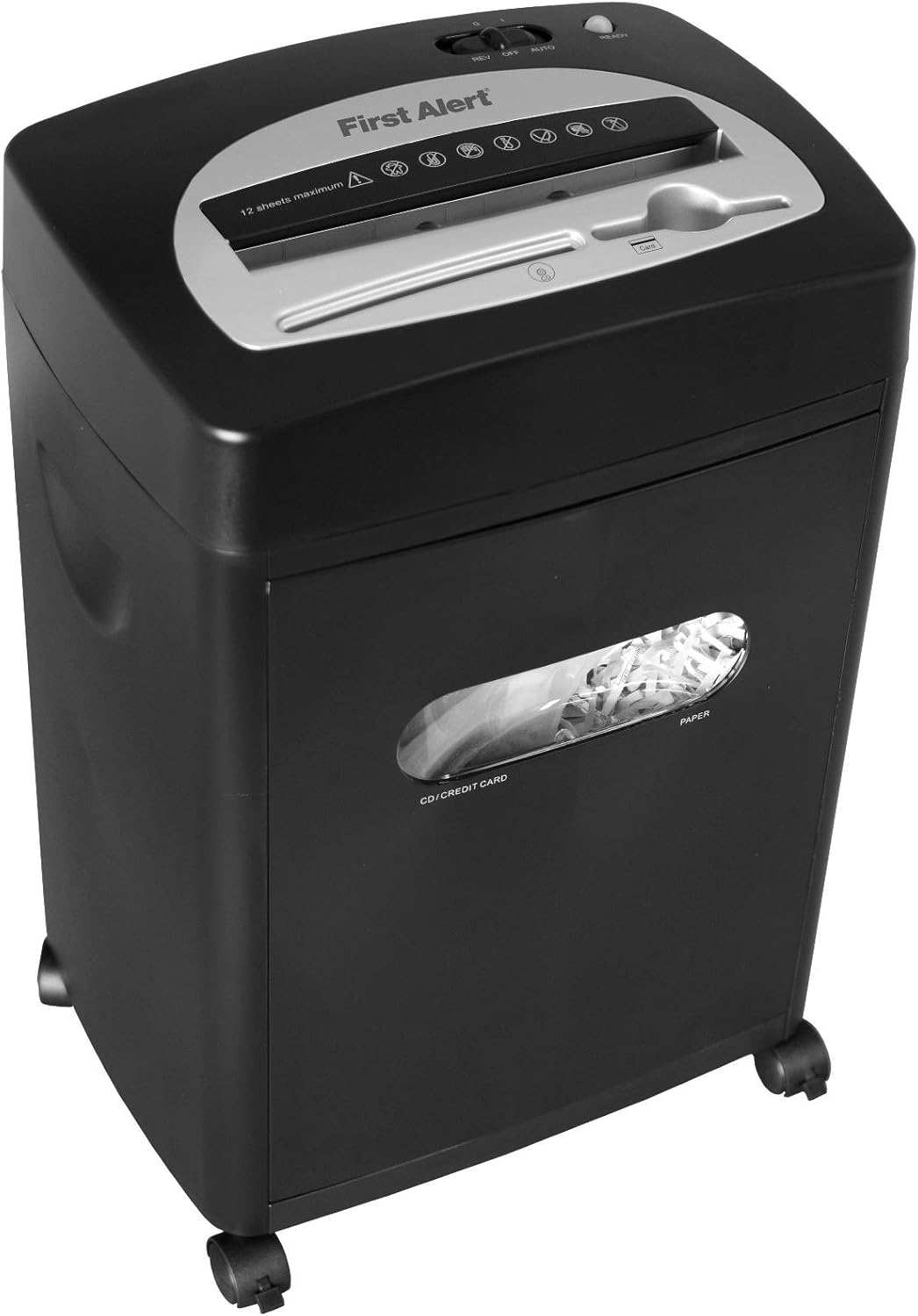 First Alert SC121DF 12-Sheet Cross-Cut Shredder, Black/Silver