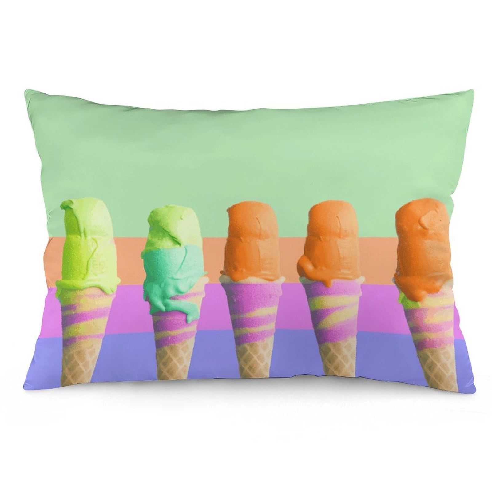 2 Pack Pillow Cases for Hair and Skin, Soft Breathable Pillow Case Covers with Hidden Zipper, Ice Cream Rainbow Gradient Pillowcase 20"x30" Pillow Covers for Sleeping Gift