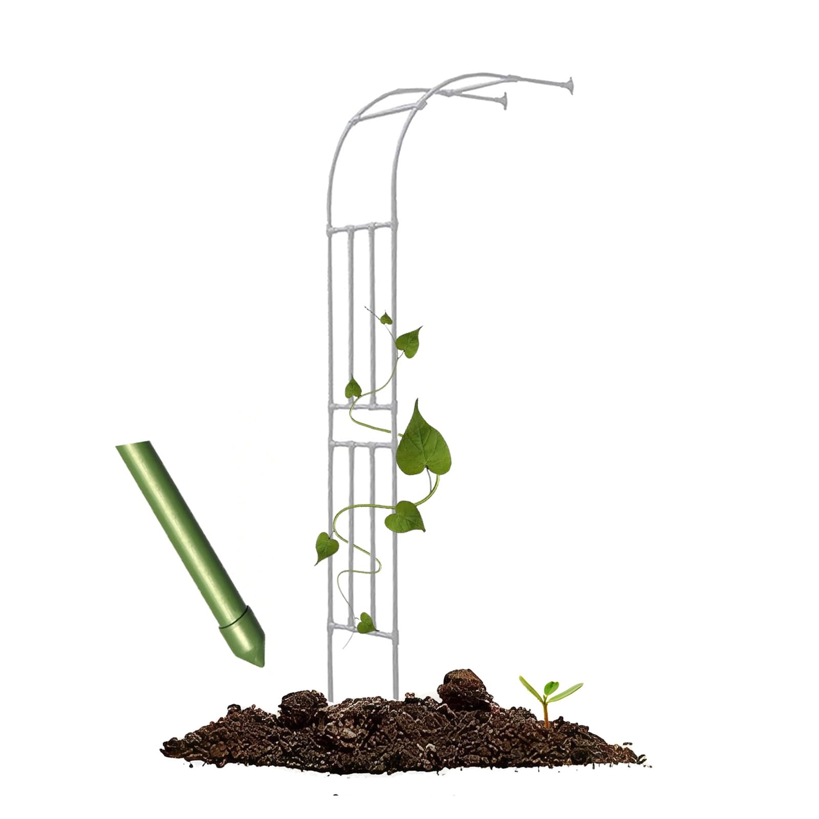 Demi-arche de jardin haut de gamme 220 x 270 cm en métal blanc robuste