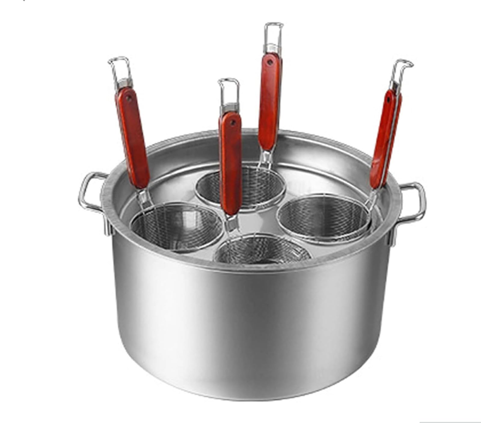 Buokaiw Pasta Cooker with Strainer,Stainless Steel Pasta Cooker Insert Set, Multipots Cooking Tool,Pasta Cooker Pot Set, 4 Pieces, Stainless Steel Stock Pot and Frying Pan with Lid