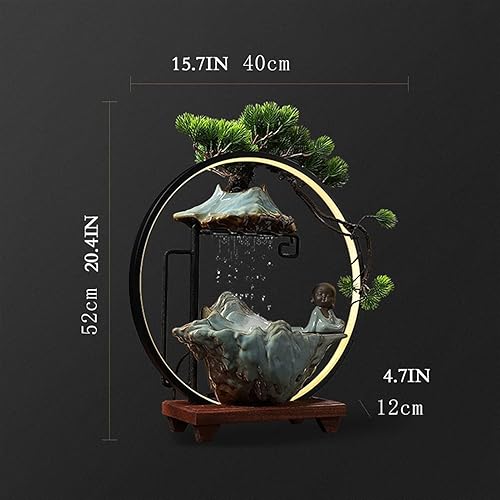 Miniatura 2 de SUNESA Fuente de mesa Zen de mesa con luz LED y bomba Zen Meditation fuente de cerámica Fengshui decoración interior de escritorio fuente de