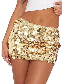Justalwart Women's Sequin Skirt Sparkle Stretchy Bodycon