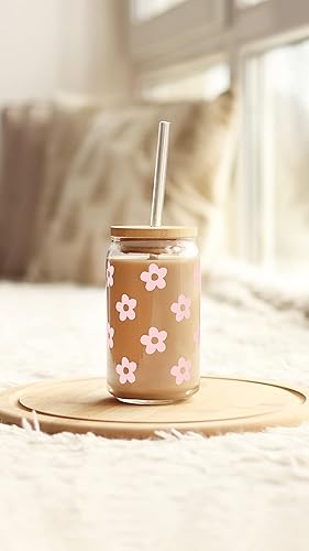 Miniatura 7 de Taza de cristal personalizada de margarita, vaso de cerveza con tapa y pajita, vaso de lata floral, vaso de vidrio de 16 onzas, vaso personalizado,