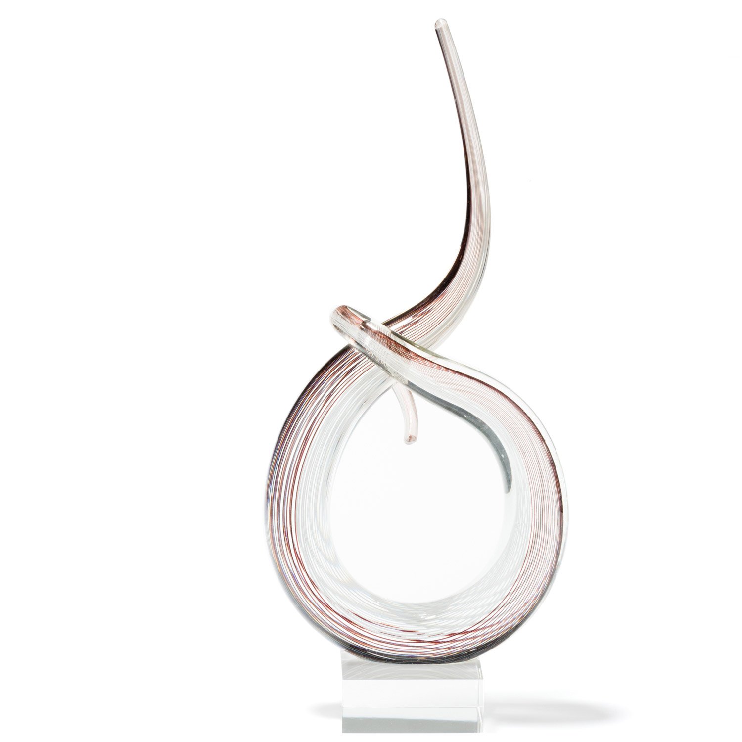 Leonardo Ease Skulptur, geschwungenes Glas stehend auf einem transparenten Sockel, beige, 50 x 20 x 10 cm (HxBxT), 3 kg, 089096
