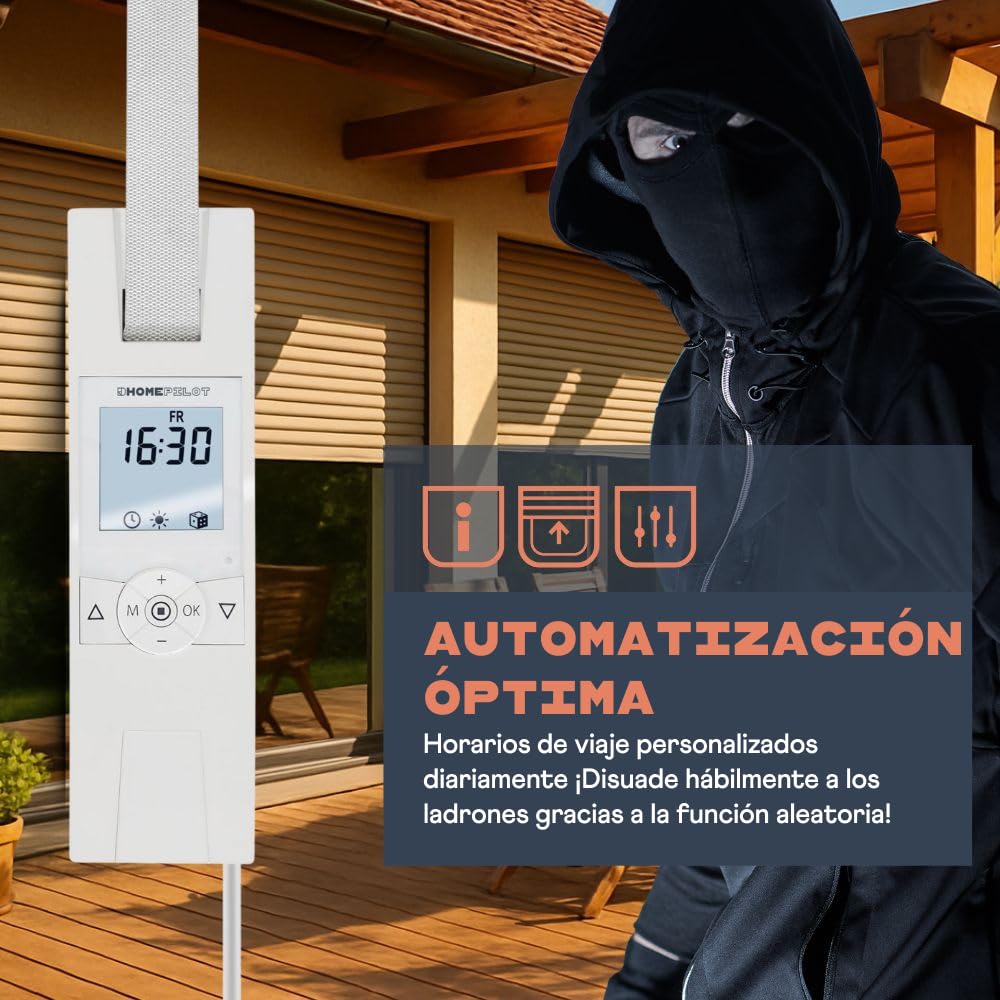 HOMEPILOT - Enrollador cinta RolloTron Premium Smart | Motor eléctrico con pantalla para control cómodo persianas. Accesorio Smart Home - ¡compatible instalaciones posteriores! Capacidad carga: 45 kg