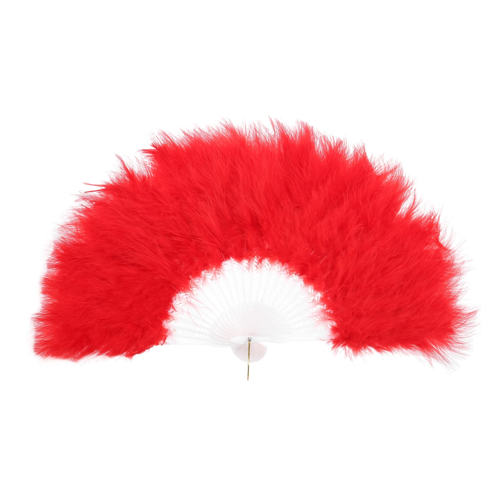 sourcing map Feather Hand Fan Red Vintage Folding Fan Feather Fan Handheld for Halloween Party Wedding Dancing Decoration