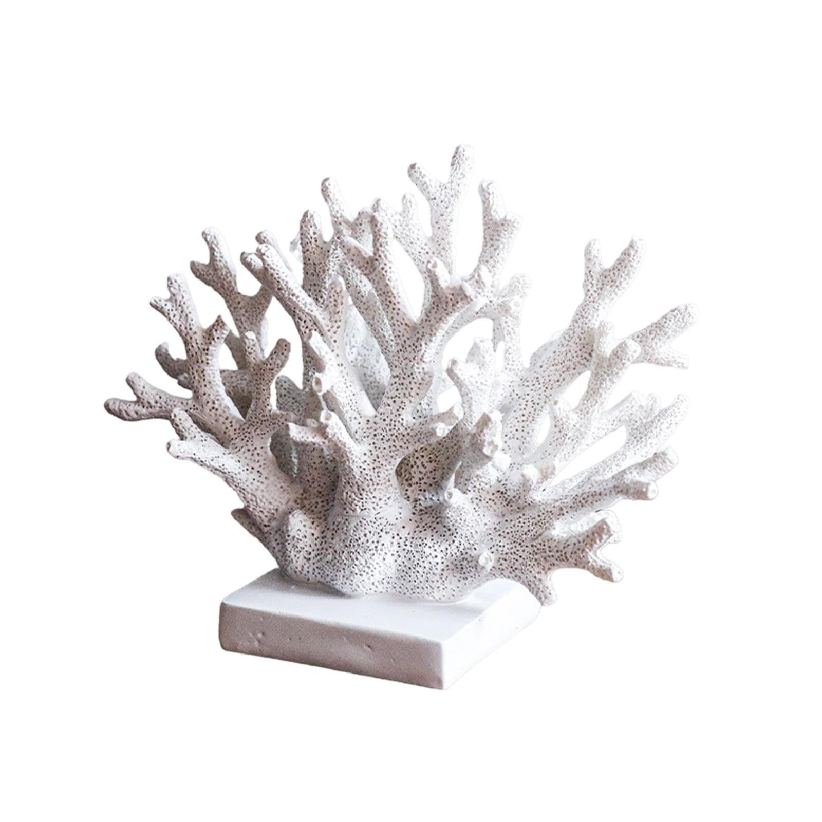 KESOTO Synthetic Resin Coral Statue, Nordic Nautical Decoration, Realistic for Home, Shelf, Table, Centerpiece, Cabinet, Entrance, White 18cmx15cm