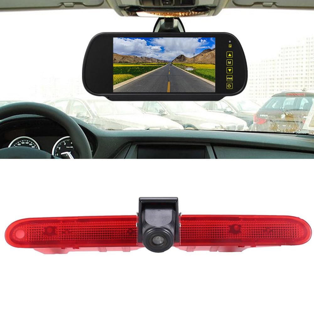Feu de freinage, caméra de recul, feu stop, caméra + rétroviseur LCD 7" de rechange pour Peugeot Partner 2 II Tepee Rifter/Citroën Berlingo III IV B9 Kasten/Opel Combo Cargo/Vivaro Van NEV/Zafira Life