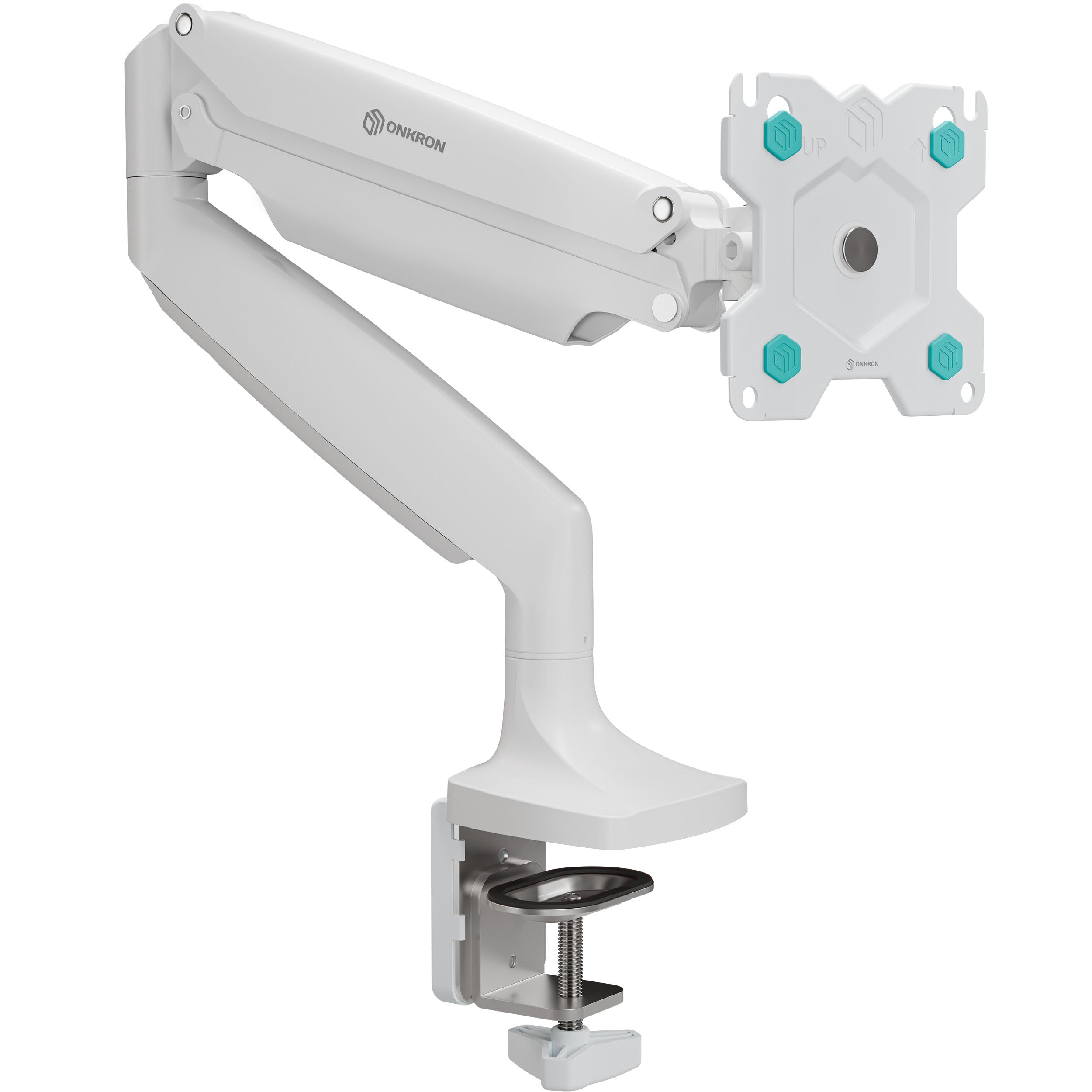 ONKRON Monitor Arm Desk 13-32 Inches, Load up to 9 kg, VESA 75 x 75-100 x 100 mm, Adjustable Computer Screen Stand, Articulated, Tilt and Swivel Monitor Stand, White G100-W