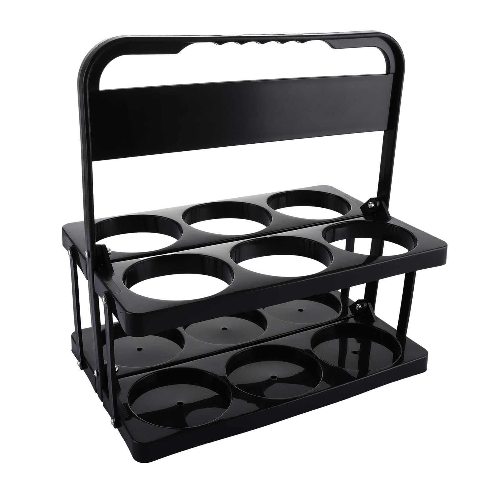 ASelected Milk Bottle Holder Foldable Plastic Drink Carrier, 6 Holes Reusable Beer Bottle Carrier, Wine Bottle Carrier With Handle, (Black)
