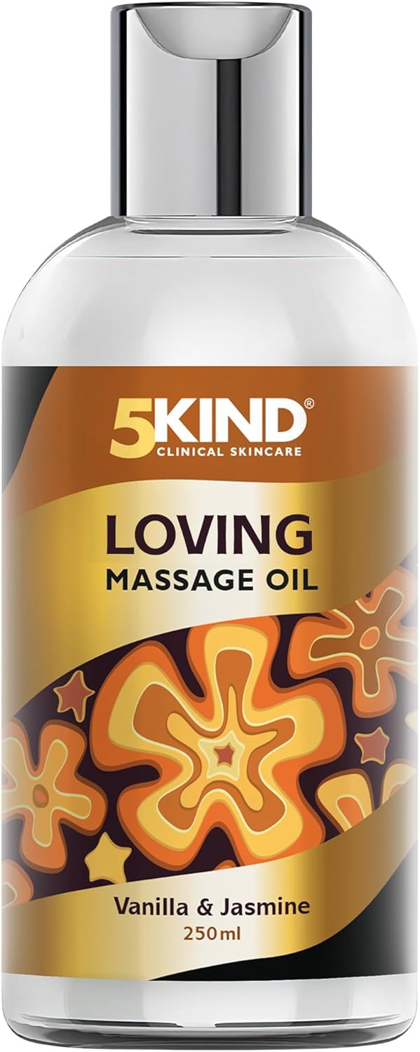 5kind Huile de therapeutic massage sensuelle 250 ml – À l’huile essentielle de Jasmin & Vanille – Huile therapeutic massage et leisure anti stress pour couple – Huiles de therapeutic massage intime et thérapeutique pour le corps