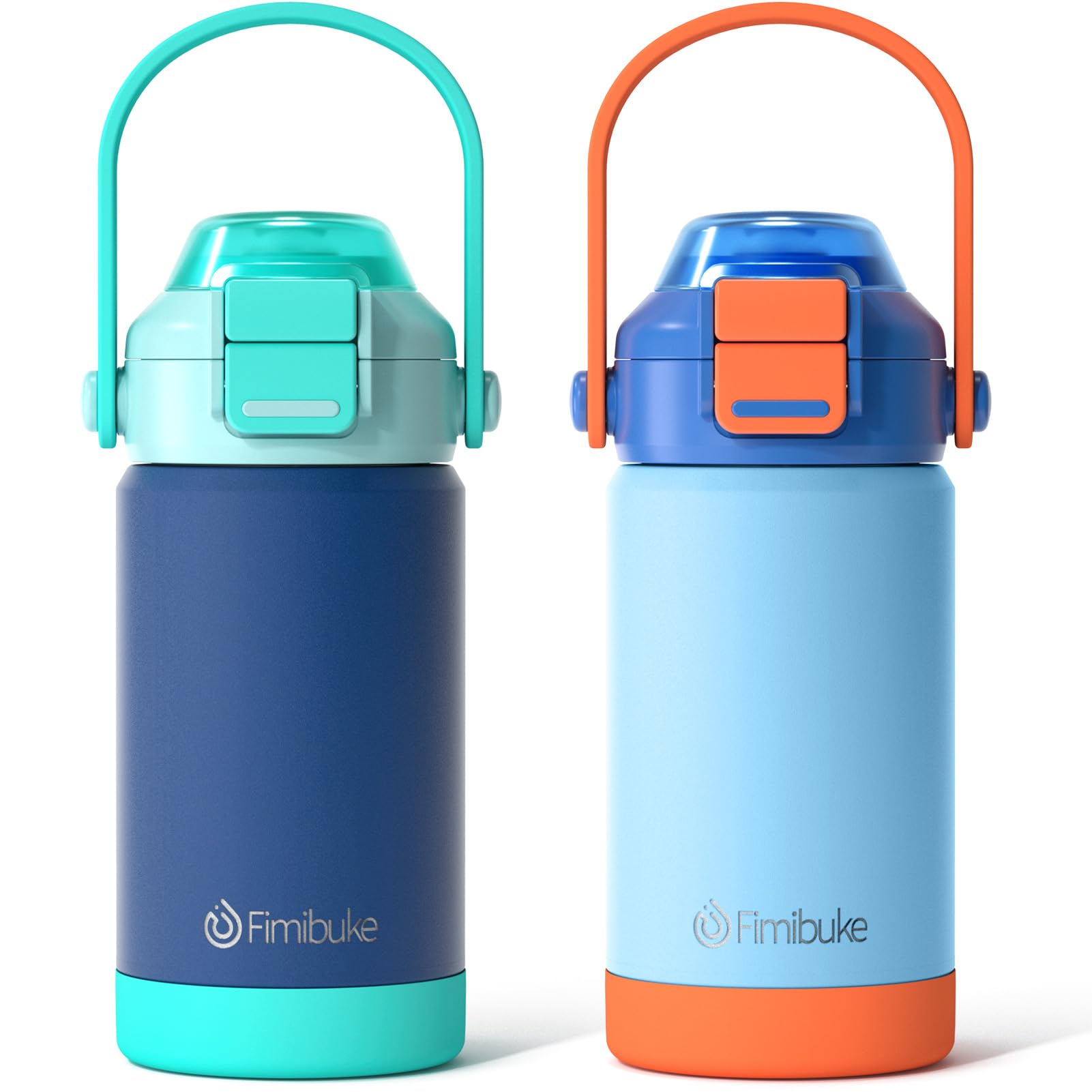 Kids Insulated Water Bottle with Pop-Open Straw & Spout 2-in-1 Lid, 14oz Leak Proof 18/8 Stainless Steel Vacuum Tumbler, BPA-Free Kids Cup For Travel