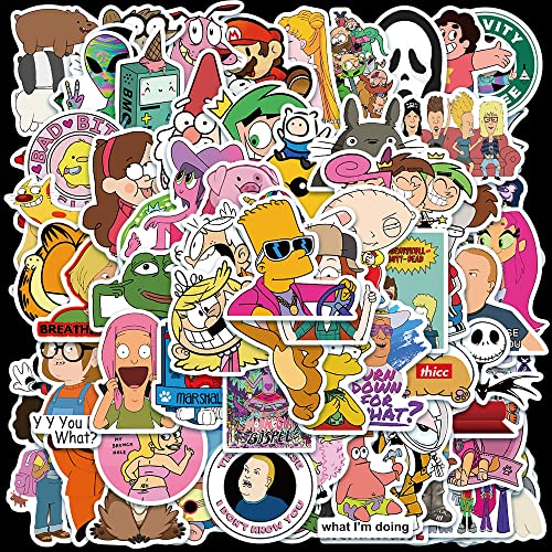 101PCS Mixed Classic Cartoon Anime Stickers for Kids Teens Boys Girls Vinyl Waterproof Cute Decals for Skateboard Fridge Laptop Motorcycle Luggage Water Bottles, Computer, HydroFlask