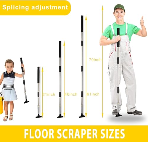 Miniatura 2 de Rascador de suelo de mango largo resistente, cuchillas raspadoras de piso de 4 pulgadas, herramienta raspadora de cocina de 31 a 61 pulgadas,
