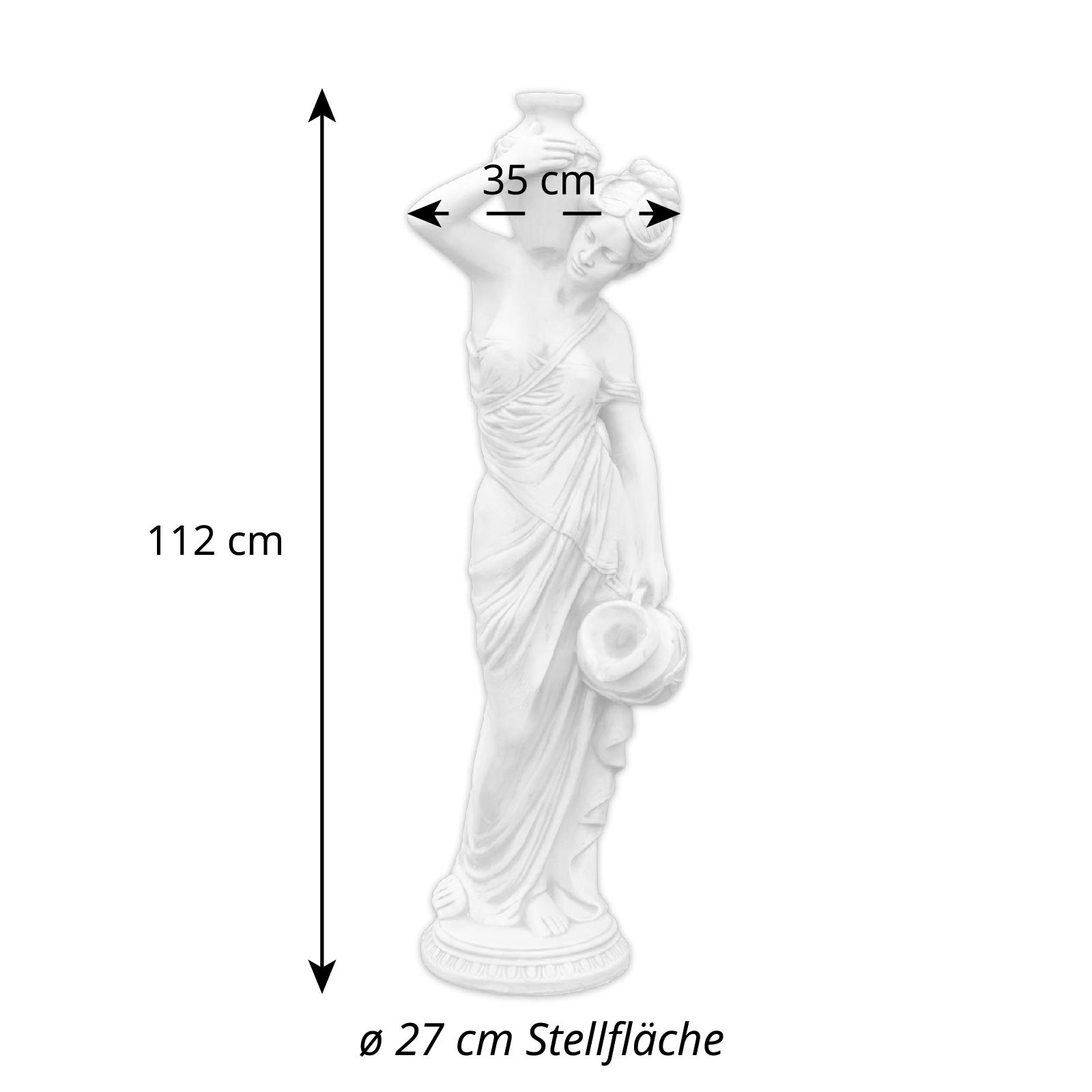 gartendekoparadies.de Statue der Göttermutter Maia, Steinfigur, H. 112 cm, 48 kg, Grau, frostsicher aus Steinguss für Außenbereich