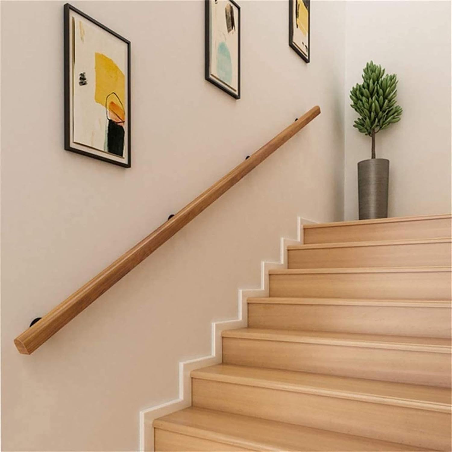 Staircase Handrails 1ft-20ft Wooden, Professional Corridor Non-Slip Stair Railings Support Rod, Loft Villa Indoor and Outdoor Wall Stair Grab Bar Kit for Elderly/Children (Size : 1