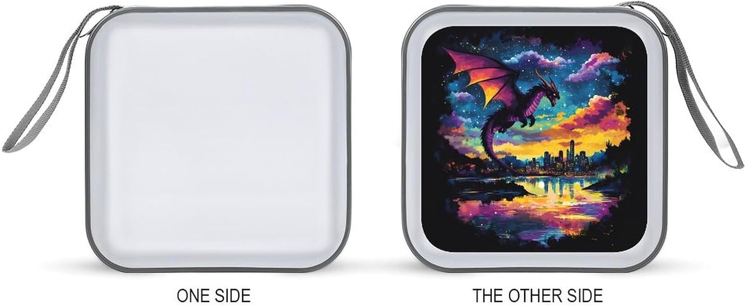Black Dragon Flying Fantasy City CD Case Portable DVD Storage Box CD Wallet Holder Binder Organizer for Car Home